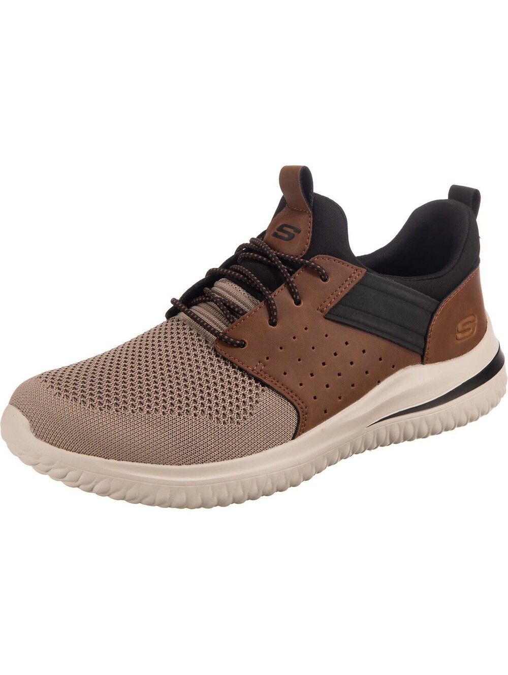 Skechers Men's Walking Sneaker, Brown Light Brown Knitted Mesh W Synthetic, 8